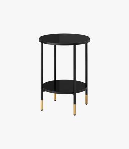 New Mark Impex Side Table, 2 Tiers, Round Tray Table
